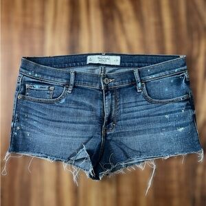 Abercrombie & Fitch Distressed Dark Blue Denim Jean Shorts